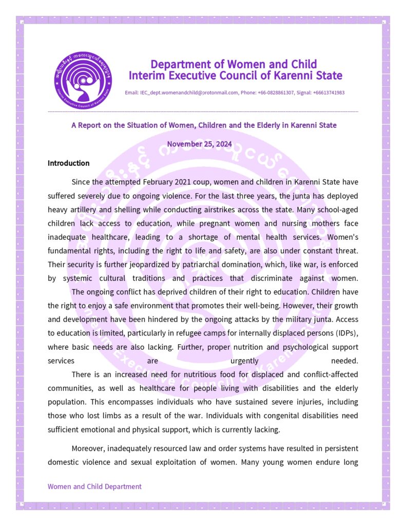 Karenni vulnerable groups report